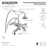 Vintage AE654T1 Three-Handle 2-Hole Deck Mount Clawfoot Tub Faucet with Hand Shower, Polished Chrome