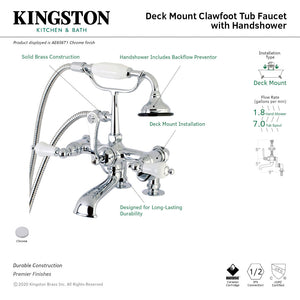 Vintage AE656T1 Three-Handle 2-Hole Deck Mount Clawfoot Tub Faucet with Hand Shower, Polished Chrome