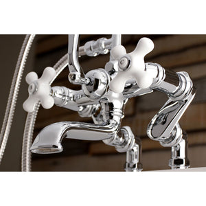 Vintage AE660T1 Three-Handle 2-Hole Deck Mount Clawfoot Tub Faucet with Hand Shower, Polished Chrome