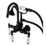 Wilshire AE7T0WLL Three-Handle 2-Hole Tub Wall Mount Clawfoot Tub Faucet with Hand Shower, Matte Black