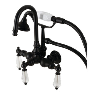 Wilshire AE7T0WLL Three-Handle 2-Hole Tub Wall Mount Clawfoot Tub Faucet with Hand Shower, Matte Black