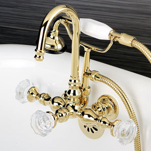 Celebrity AE7T2WCL Three-Handle 2-Hole Tub Wall Mount Clawfoot Tub Faucet with Hand Shower, Polished Brass
