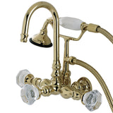 Celebrity AE7T2WCL Three-Handle 2-Hole Tub Wall Mount Clawfoot Tub Faucet with Hand Shower, Polished Brass