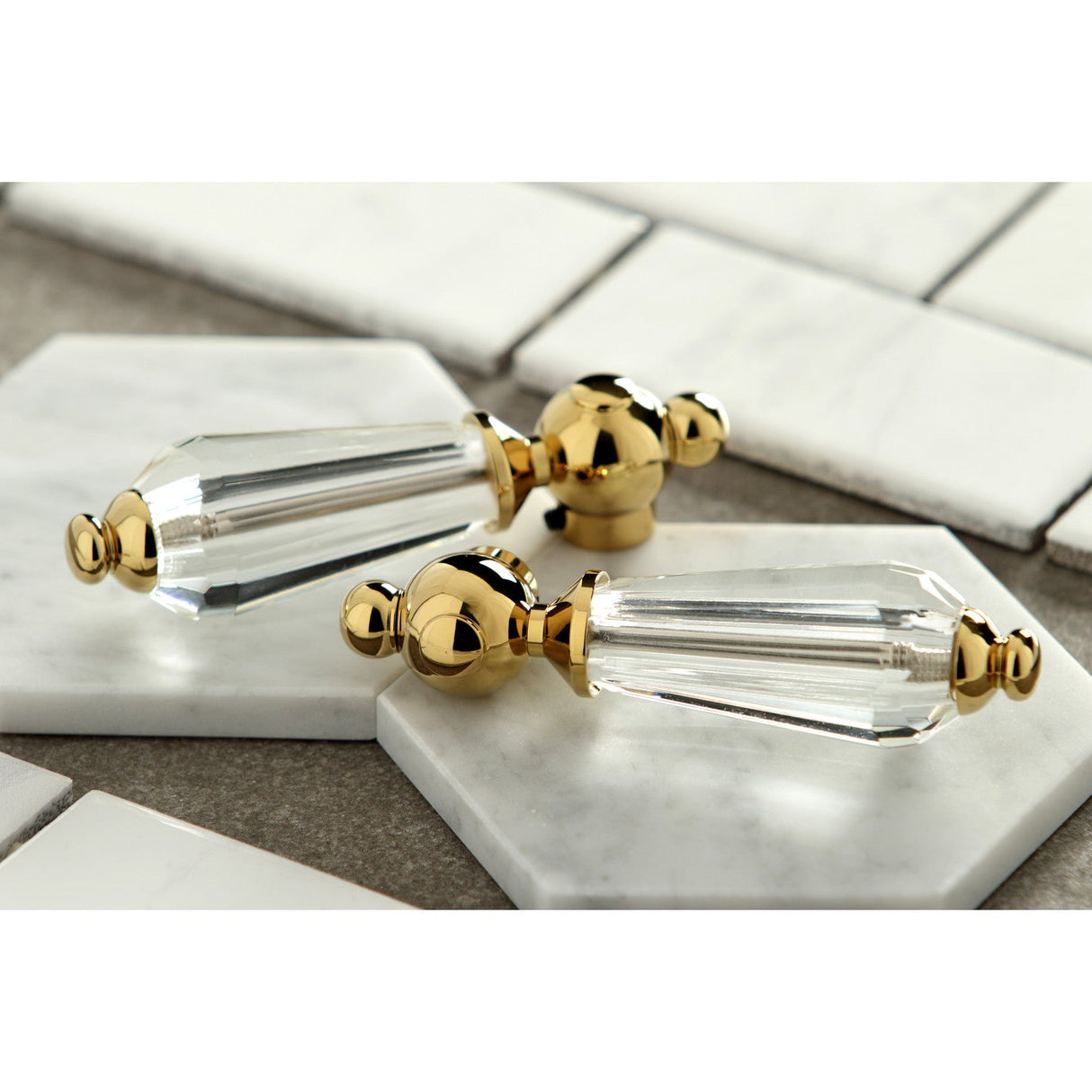 Wilshire AE7T2WLL Three-Handle 2-Hole Tub Wall Mount Clawfoot Tub Faucet with Hand Shower, Polished Brass