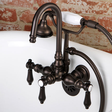 Heirloom AE7T5BAL Three-Handle 2-Hole Tub Wall Mount Clawfoot Tub Faucet with Hand Shower, Oil Rubbed Bronze