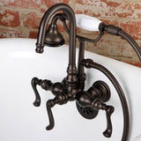 Royale AE7T5FL Three-Handle 2-Hole Tub Wall Mount Clawfoot Tub Faucet with Hand Shower, Oil Rubbed Bronze