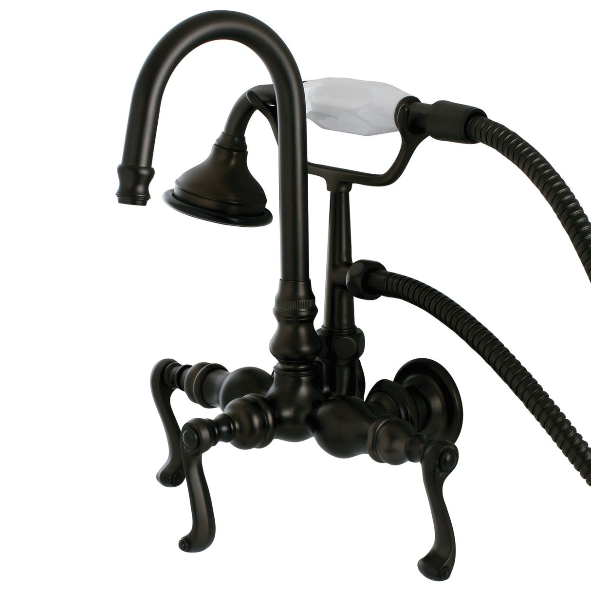 Royale AE7T5FL Three-Handle 2-Hole Tub Wall Mount Clawfoot Tub Faucet with Hand Shower, Oil Rubbed Bronze