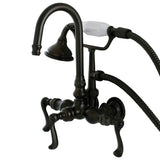 Royale AE7T5FL Three-Handle 2-Hole Tub Wall Mount Clawfoot Tub Faucet with Hand Shower, Oil Rubbed Bronze