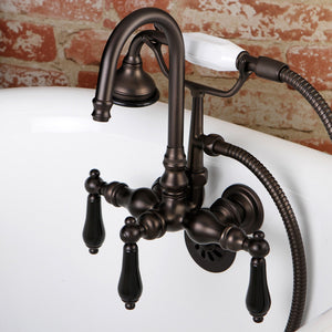 Duchess AE7T5PKL Three-Handle 2-Hole Tub Wall Mount Clawfoot Tub Faucet with Hand Shower, Oil Rubbed Bronze