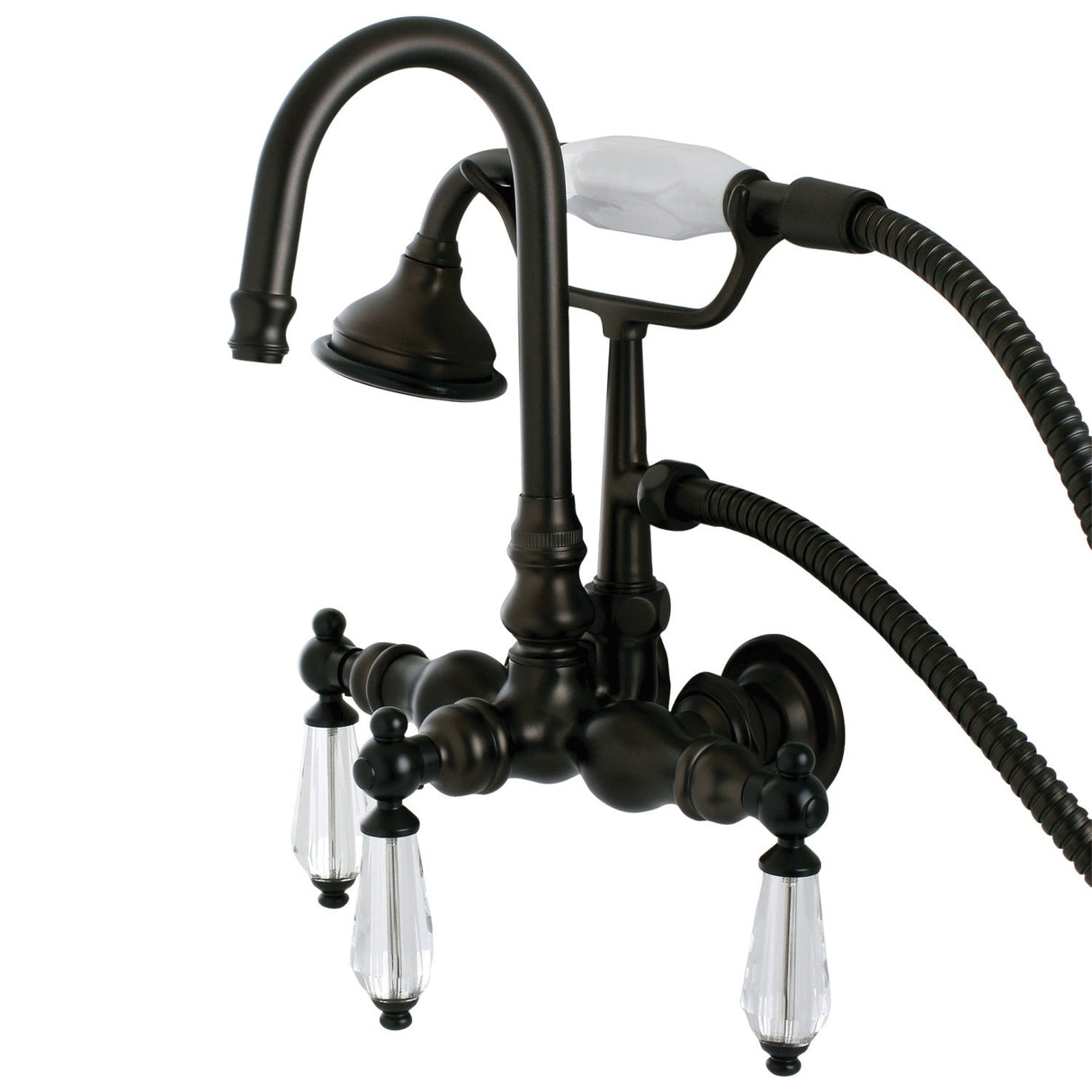 Wilshire AE7T5WLL Three-Handle 2-Hole Tub Wall Mount Clawfoot Tub Faucet with Hand Shower, Oil Rubbed Bronze