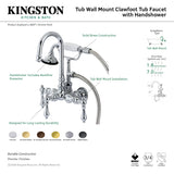 Aqua Vintage AE7T8 Three-Handle 2-Hole Tub Wall Mount Clawfoot Tub Faucet with Hand Shower, Brushed Nickel