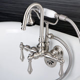 Aqua Vintage AE7T8 Three-Handle 2-Hole Tub Wall Mount Clawfoot Tub Faucet with Hand Shower, Brushed Nickel