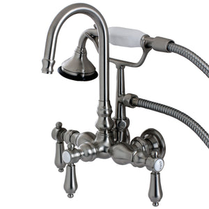 Heirloom AE7T8BAL Three-Handle 2-Hole Tub Wall Mount Clawfoot Tub Faucet with Hand Shower, Brushed Nickel