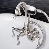 Royale AE7T8FL Three-Handle 2-Hole Tub Wall Mount Clawfoot Tub Faucet with Hand Shower, Brushed Nickel