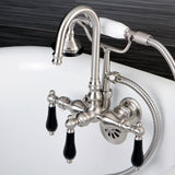 Duchess AE7T8PKL Three-Handle 2-Hole Tub Wall Mount Clawfoot Tub Faucet with Hand Shower, Brushed Nickel