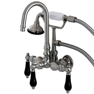 Duchess AE7T8PKL Three-Handle 2-Hole Tub Wall Mount Clawfoot Tub Faucet with Hand Shower, Brushed Nickel
