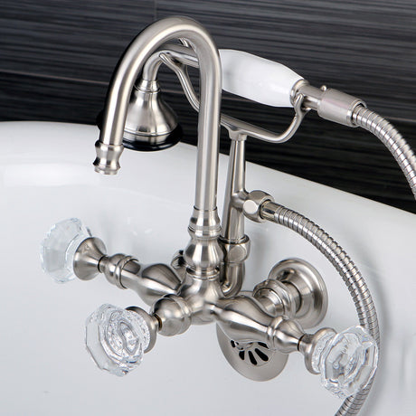 Celebrity AE7T8WCL Three-Handle 2-Hole Tub Wall Mount Clawfoot Tub Faucet with Hand Shower, Brushed Nickel