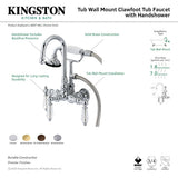 Wilshire AE7T8WLL Three-Handle 2-Hole Tub Wall Mount Clawfoot Tub Faucet with Hand Shower, Brushed Nickel