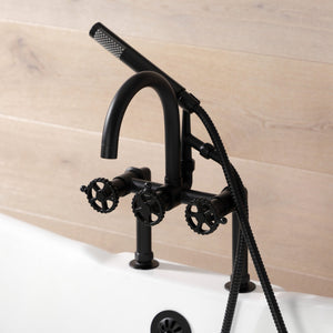 Fuller AE8100CG Three-Handle 2-Hole Deck Mount Clawfoot Tub Faucet with Hand Shower, Matte Black