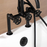 Fuller AE8100CG Three-Handle 2-Hole Deck Mount Clawfoot Tub Faucet with Hand Shower, Matte Black