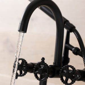 Fuller AE8100CG Three-Handle 2-Hole Deck Mount Clawfoot Tub Faucet with Hand Shower, Matte Black