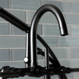 Kaiser AE8100DKL Three-Handle 2-Hole Deck Mount Clawfoot Tub Faucet with Hand Shower, Matte Black