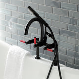 Kaiser AE8100DKL Three-Handle 2-Hole Deck Mount Clawfoot Tub Faucet with Hand Shower, Matte Black