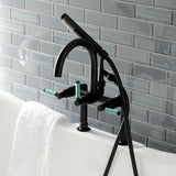 Kaiser AE8100DKL Three-Handle 2-Hole Deck Mount Clawfoot Tub Faucet with Hand Shower, Matte Black