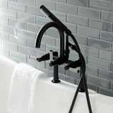 Kaiser AE8100DKL Three-Handle 2-Hole Deck Mount Clawfoot Tub Faucet with Hand Shower, Matte Black