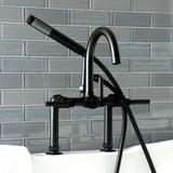 Kaiser AE8100DKL Three-Handle 2-Hole Deck Mount Clawfoot Tub Faucet with Hand Shower, Matte Black