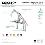 Concord AE8100DL Three-Handle 2-Hole Deck Mount Clawfoot Tub Faucet with Hand Shower, Matte Black