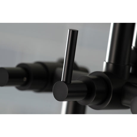 Concord AE8100DL Three-Handle 2-Hole Deck Mount Clawfoot Tub Faucet with Hand Shower, Matte Black