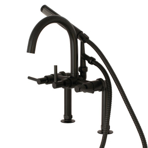 Concord AE8100DL Three-Handle 2-Hole Deck Mount Clawfoot Tub Faucet with Hand Shower, Matte Black