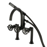 Belknap AE8100RX Three-Handle 2-Hole Deck Mount Clawfoot Tub Faucet with Hand Shower, Matte Black
