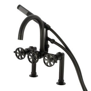 Belknap AE8100RX Three-Handle 2-Hole Deck Mount Clawfoot Tub Faucet with Hand Shower, Matte Black