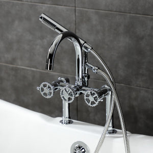 Fuller AE8101CG Three-Handle 2-Hole Deck Mount Clawfoot Tub Faucet with Hand Shower, Polished Chrome