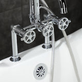 Fuller AE8101CG Three-Handle 2-Hole Deck Mount Clawfoot Tub Faucet with Hand Shower, Polished Chrome