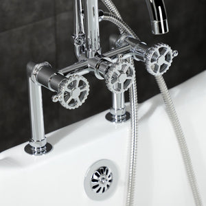 Fuller AE8101CG Three-Handle 2-Hole Deck Mount Clawfoot Tub Faucet with Hand Shower, Polished Chrome