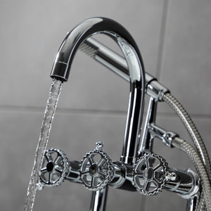 Fuller AE8101CG Three-Handle 2-Hole Deck Mount Clawfoot Tub Faucet with Hand Shower, Polished Chrome
