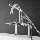 Concord AE8101DL Three-Handle 2-Hole Deck Mount Clawfoot Tub Faucet with Hand Shower, Polished Chrome
