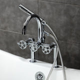 Webb AE8101RKX Three-Handle 2-Hole Deck Mount Clawfoot Tub Faucet with Knurled Handle and Hand Shower, Polished Chrome