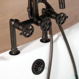 Fuller AE8105CG Three-Handle 2-Hole Deck Mount Clawfoot Tub Faucet with Hand Shower, Oil Rubbed Bronze