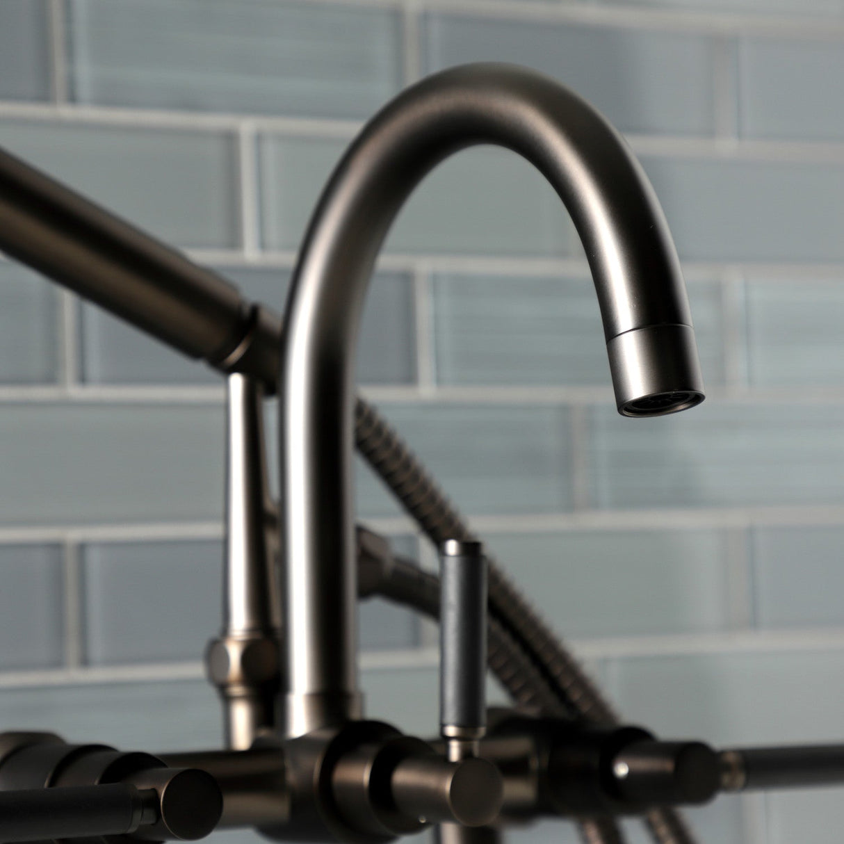 Kaiser AE8105DKL Three-Handle 2-Hole Deck Mount Clawfoot Tub Faucet with Hand Shower, Oil Rubbed Bronze