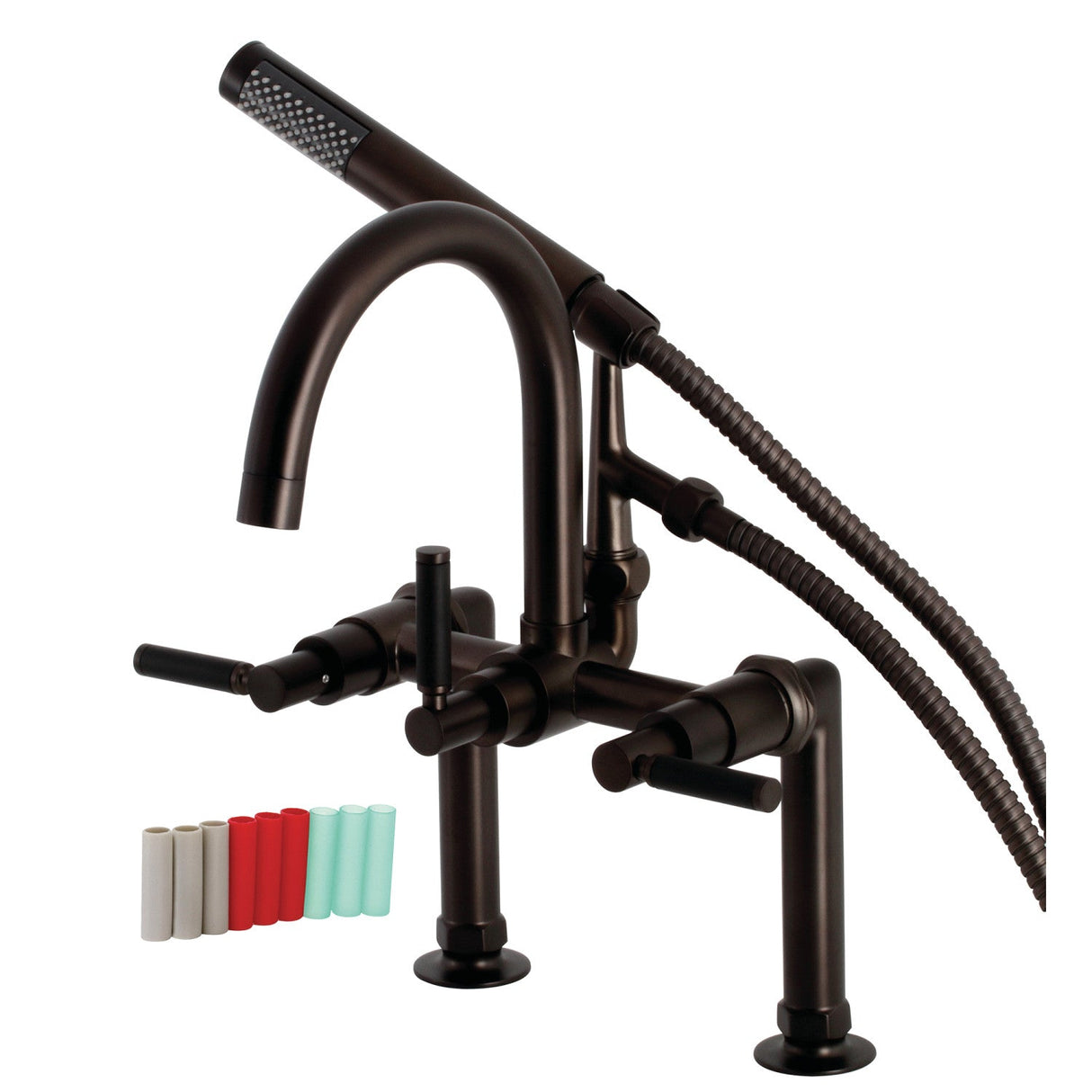 Kaiser AE8105DKL Three-Handle 2-Hole Deck Mount Clawfoot Tub Faucet with Hand Shower, Oil Rubbed Bronze