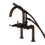 Concord AE8105DL Three-Handle 2-Hole Deck Mount Clawfoot Tub Faucet with Hand Shower, Oil Rubbed Bronze