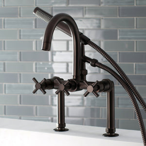 Concord AE8105DX Three-Handle 2-Hole Deck Mount Clawfoot Tub Faucet with Hand Shower, Oil Rubbed Bronze