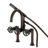 Belknap AE8105RX Three-Handle 2-Hole Deck Mount Clawfoot Tub Faucet with Hand Shower, Oil Rubbed Bronze