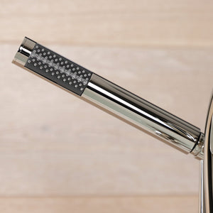 Fuller AE8106CG Three-Handle 2-Hole Deck Mount Clawfoot Tub Faucet with Hand Shower, Polished Nickel