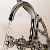 Belknap AE8106RX Three-Handle 2-Hole Deck Mount Clawfoot Tub Faucet with Hand Shower, Polished Nickel