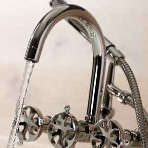 Belknap AE8106RX Three-Handle 2-Hole Deck Mount Clawfoot Tub Faucet with Hand Shower, Polished Nickel